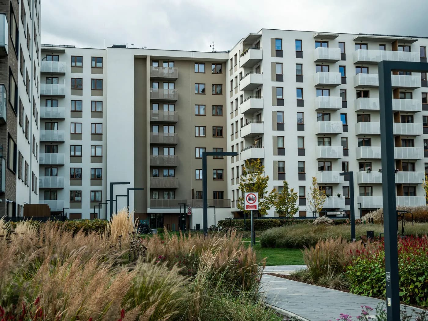 Established apartment community with landscaped shared grounds