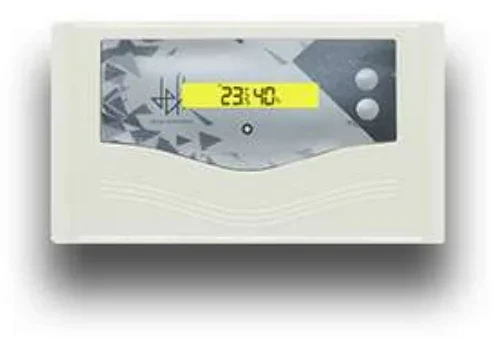 Client brochure photograph of a mounted HID thermal scanner